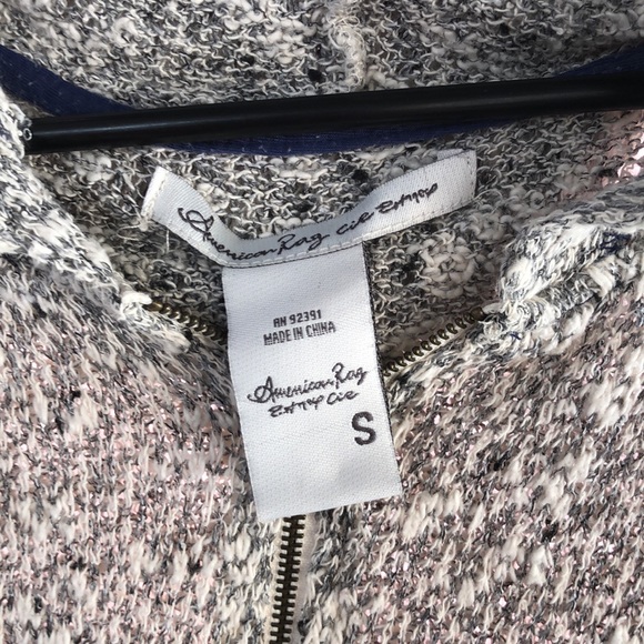 American Rag white grey zip up sweater - Picture 2 of 5